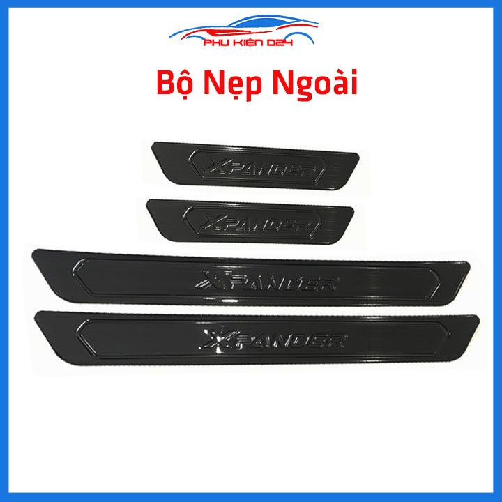 Bộ ốp bậc cửa trong ngoài nẹp bước chân Xpander 2019 vân Titan chống trầy trang trí xe
