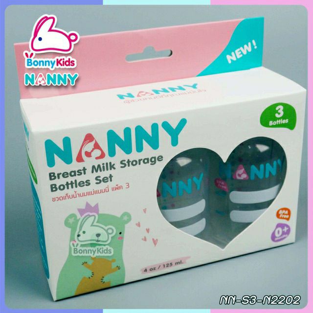 Bộ 3 bình trữ sữa Nanny 125ml - Thailand