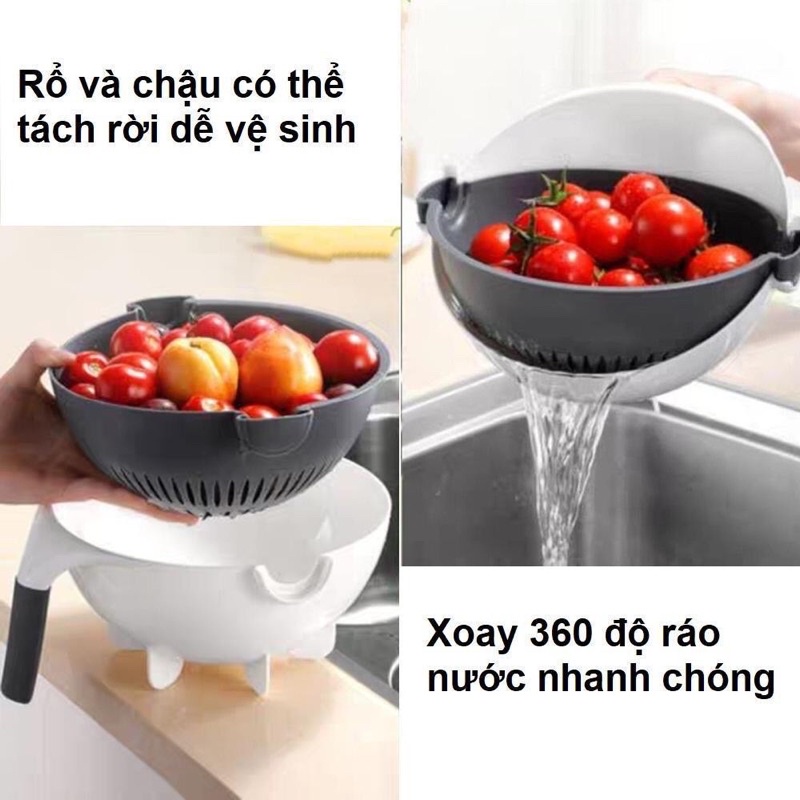 BỘ DỤNG CỤ NẠO , GỌT , RAU CỦ QUẢ , THÁI LÁT , BÀO SỢI ĐA NĂNG KÈM RỔ 9IN