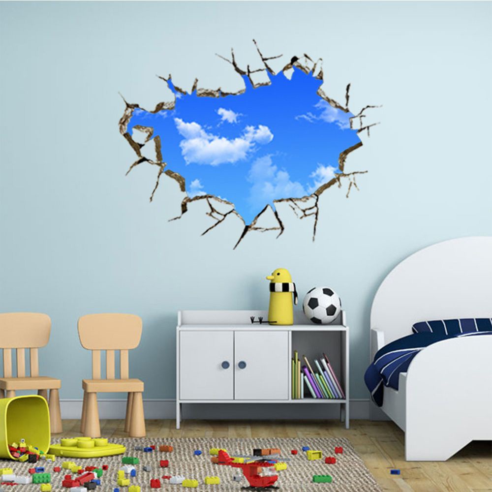 WMES1 Charming Bedroom Living Room Decoration New Arrival Creative Blue Sky White Cloud Wall Sticker Interesting Vivid Nice New Design Lovely Hot Sale Home Decor/Multicolor