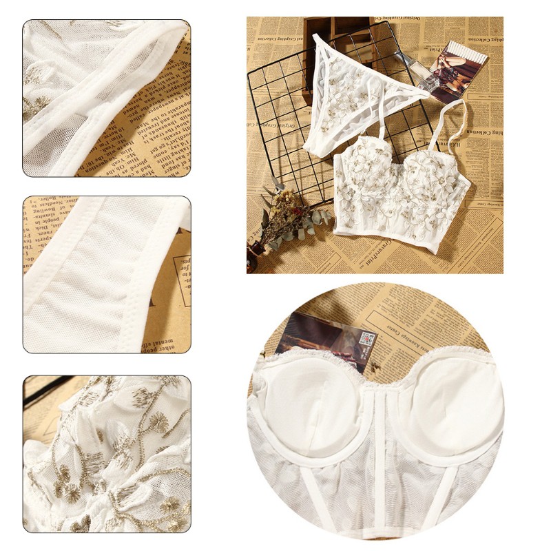 Bộ Đồ Lót Ren Thêu Hoa Gợi Cảm Cho Nữ