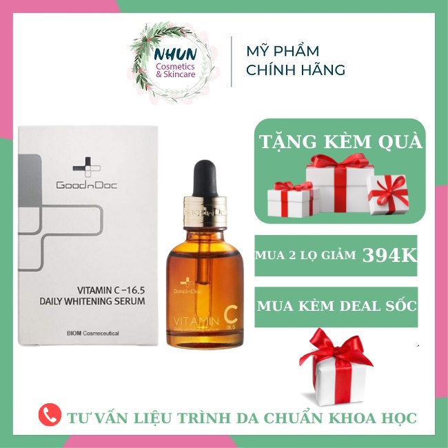 Serum GoodnDoc Vitamin C 16.5 Daily Whitening Dưỡng Trắng Sáng Da Giảm Thâm Nám Sạm Da Chống Lão Hóa