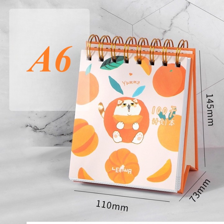 Sổ kế hoạch mục tiêu A6 128 trang planner để bàn quản lý tốt thời gian màu cam xinh sống động làm quà tặng sang trọng