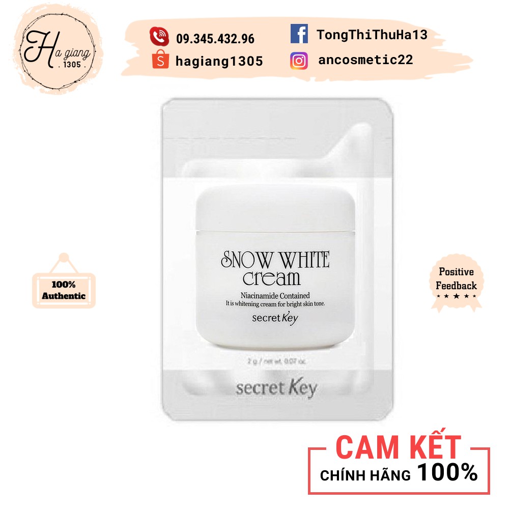 [Sample 2g] Kem Dưỡng Trắng, Nâng Tone Da 4 Trong 1 Secret Key Snow White Cream 5.0