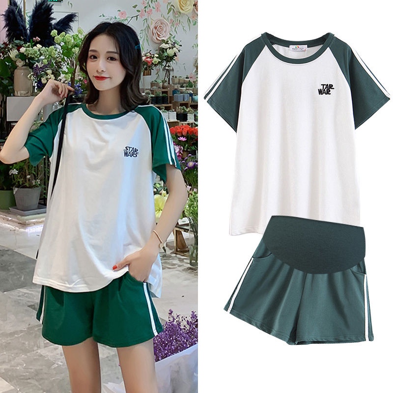 Set Đồ Thể Thao Gồm Áo Tay Ngắn Và Quần Ngắn Thời Trang Mùa Hè Dành Cho Bà Bầu