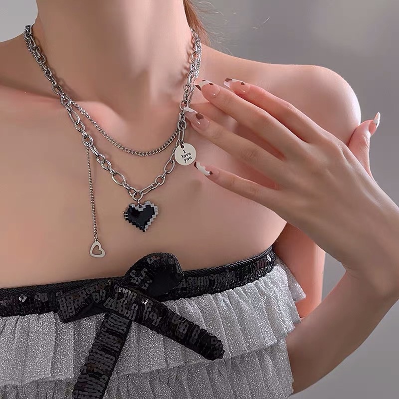 Vòng cổ Kim Loại Mặt Trái Tim Đôi Thời Trang Dành Cho Nữ