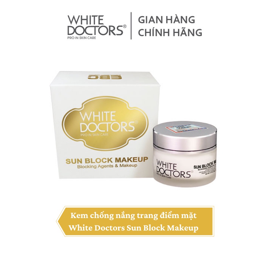 Bộ đôi dưỡng trắng da mặt White Doctors - Skin Lightening 40g &amp; Sun Block Makeup 40g