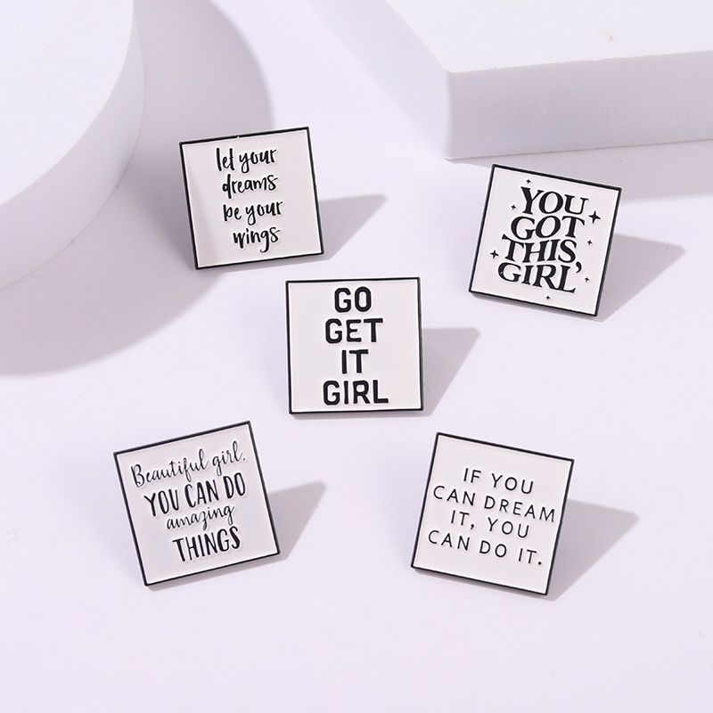 Ghim cài áo hình chữ Dreams Go Get It bằng kim loại tráng men