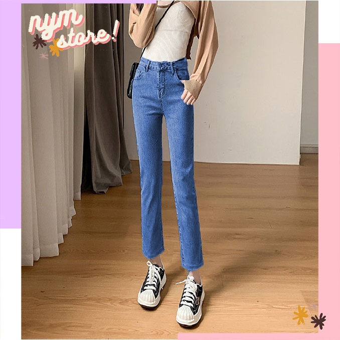 Quần jeans nữ ống đứng co dãn dáng lửng ulzzang trenddy style Hàn Quốc (J9201)