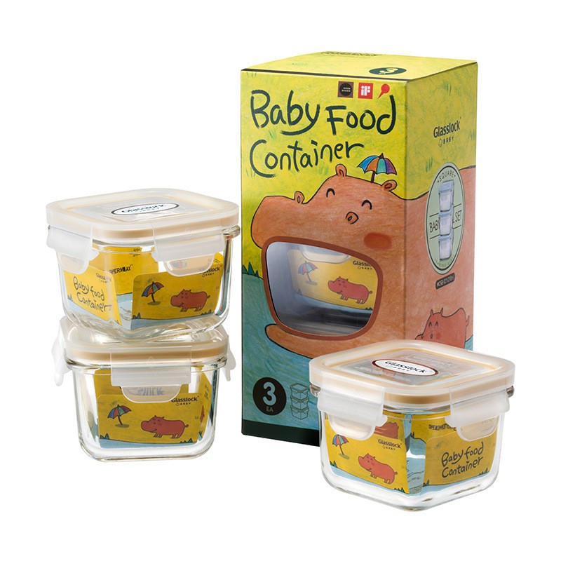 Bộ 3 hộp thuỷ tinh vuông Glasslock GL544 210ml x 3 - Hàng chính hãng