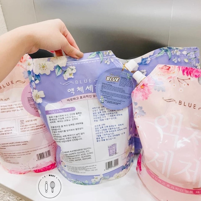Nước giặt Bluee Hànn Quốc (Xanh &amp; Hồng) túi 2kg