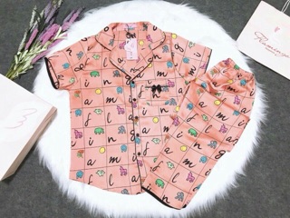 Đồ bộ lụa satin Flamingo (TNQD)