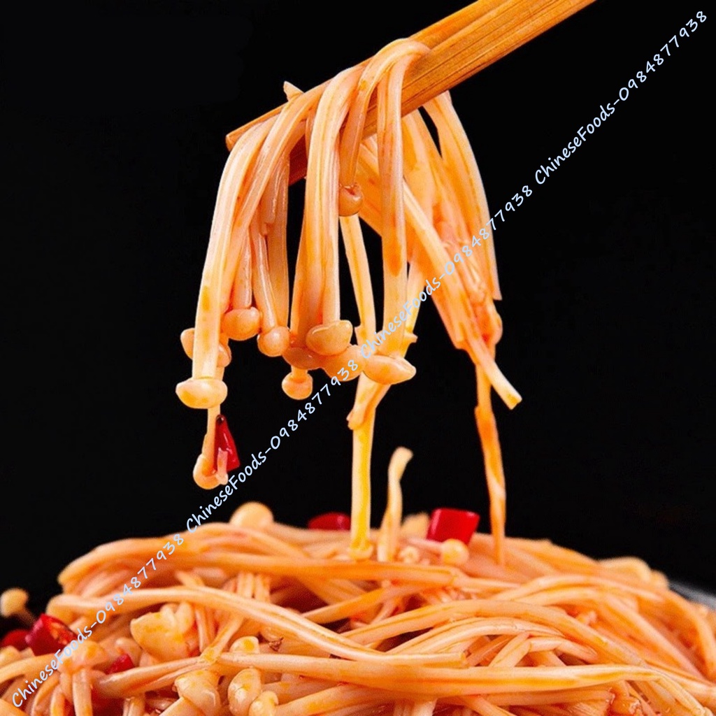 Nấm Kim Châm Sốt Cay Ăn Liền Gói 22g, Nấm Kim Châm Ăn Vặt Nội Địa Ngon Gía Rẻ, Nấm Cay