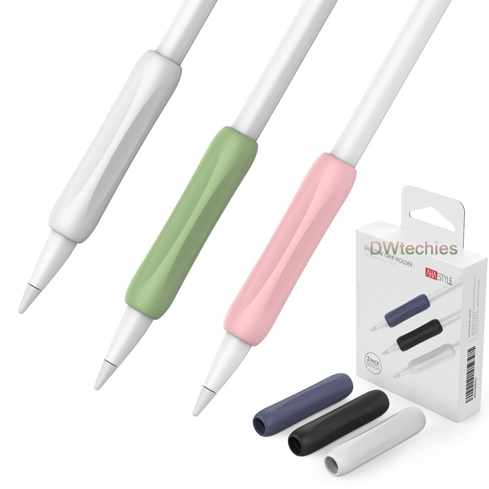 Set 3 vỏ cầm bút gel silica chống trượt cho Pencil 1 Pencil 2 Silicone Case Grip Holder