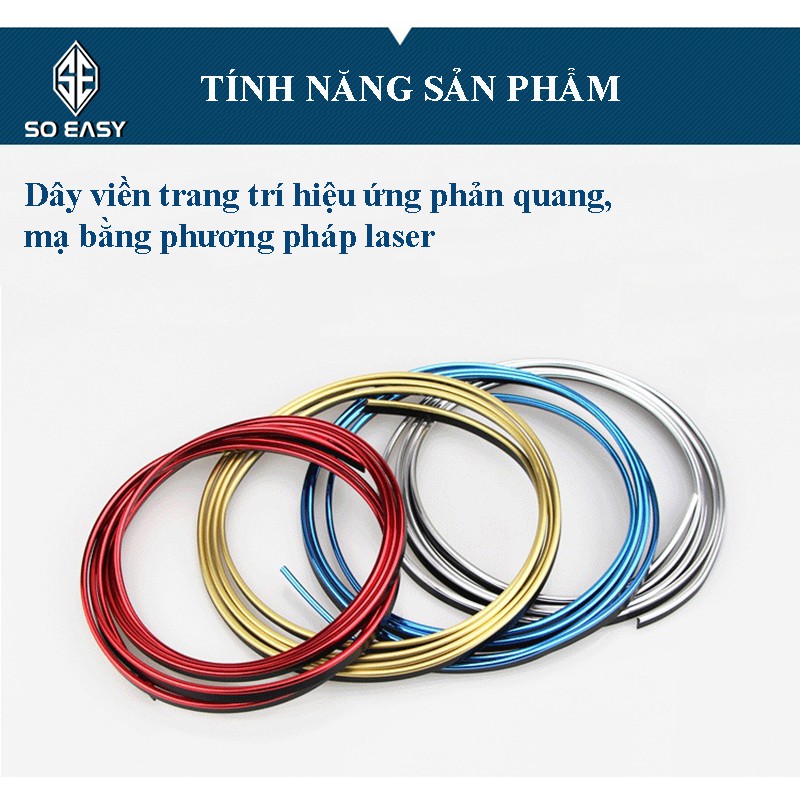 Cuộn dây nhựa 5 mét mềm, chỉ nẹp dán viền trang trí nội thất xe hơi, ô tô khe táp lô, bảng điều khiển, loa, _C082-DVNT-