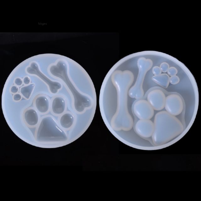 Khuôn silicone tạo hình chân cún và khúc xương cute.