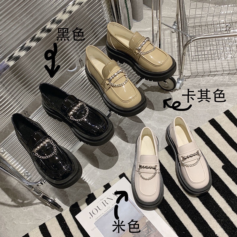 Giày Lười Da Đế Dày Phong Cách Anh Quốc Size 35-43 41 42 Thời Trang Cho Nữ