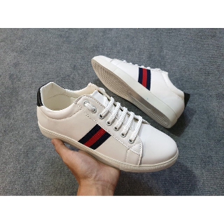 Giày sneaker nam trắng viền kẻ 2 màu đơn giản dễ phối đồ cực HOT HS-12