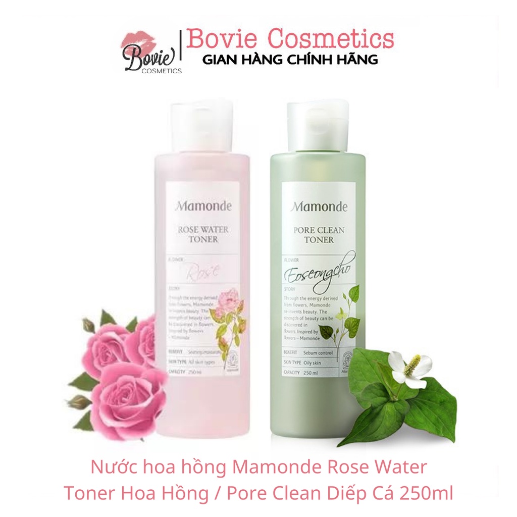Nước hoa hồng Mamonde Rose Water Toner Hoa Hồng / Pore Clean Diếp Cá 250ml