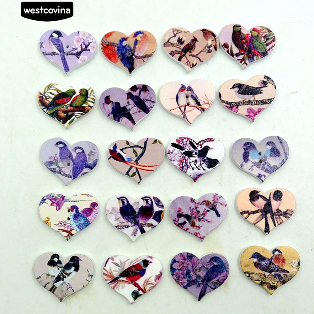 50 nút gỗ nhiều hình phong cách cổ điển xinh xắn dùng trang trí đồ thủ công