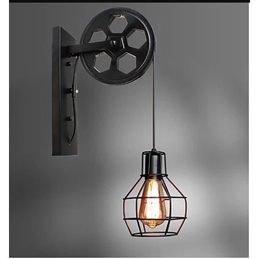 Đèn treo tường gắn tường trang trí SuperVilighting ròng rọc decor quán cafe phòng trà kiểu cổ điển