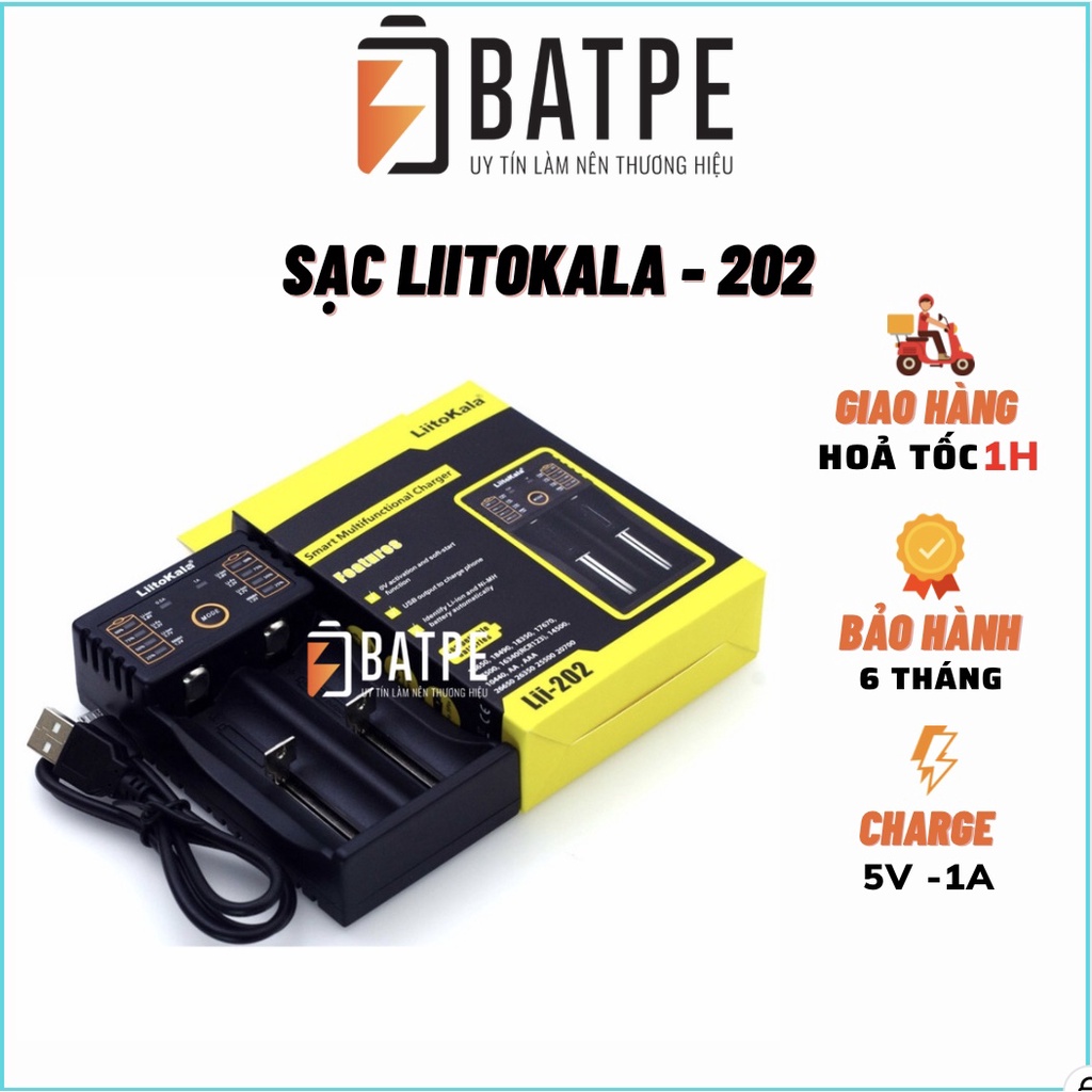 Sạc pin đa năng Liitokala Lii-202 hai Cell 18650, AA, AAA, AAAA, 26650, 21700, 18500,18350, 17670, 14500, 10440, 16340…
