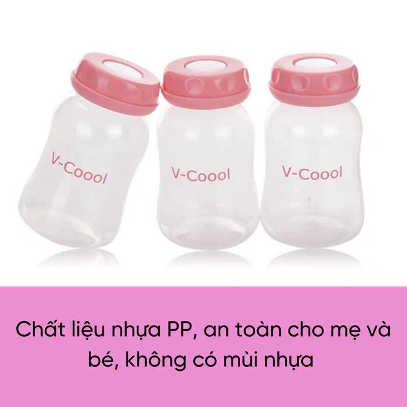 Bình trữ sữa vcool chính hãng có vạch chia 180ml/150ml, bình đựng sữa