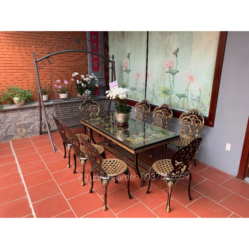 Bàn ghế sân vườn, bộ bàn ăn nhôm đúc cap cấp