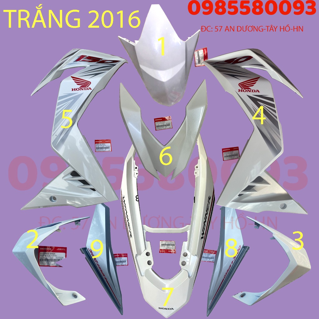 DÀN ÁO WINNER V1 TRẮNG ĐỜI 2016 ZIN CHÍNH HÃNG HONDA
