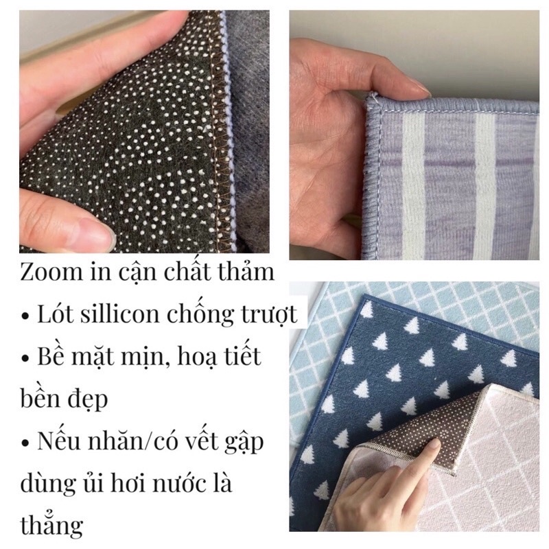 [SẴN_giao ngay] Thảm trải sàn phong cách Bắc Âu_lót silicon trống trượt | Size ghi trên ảnh thảm