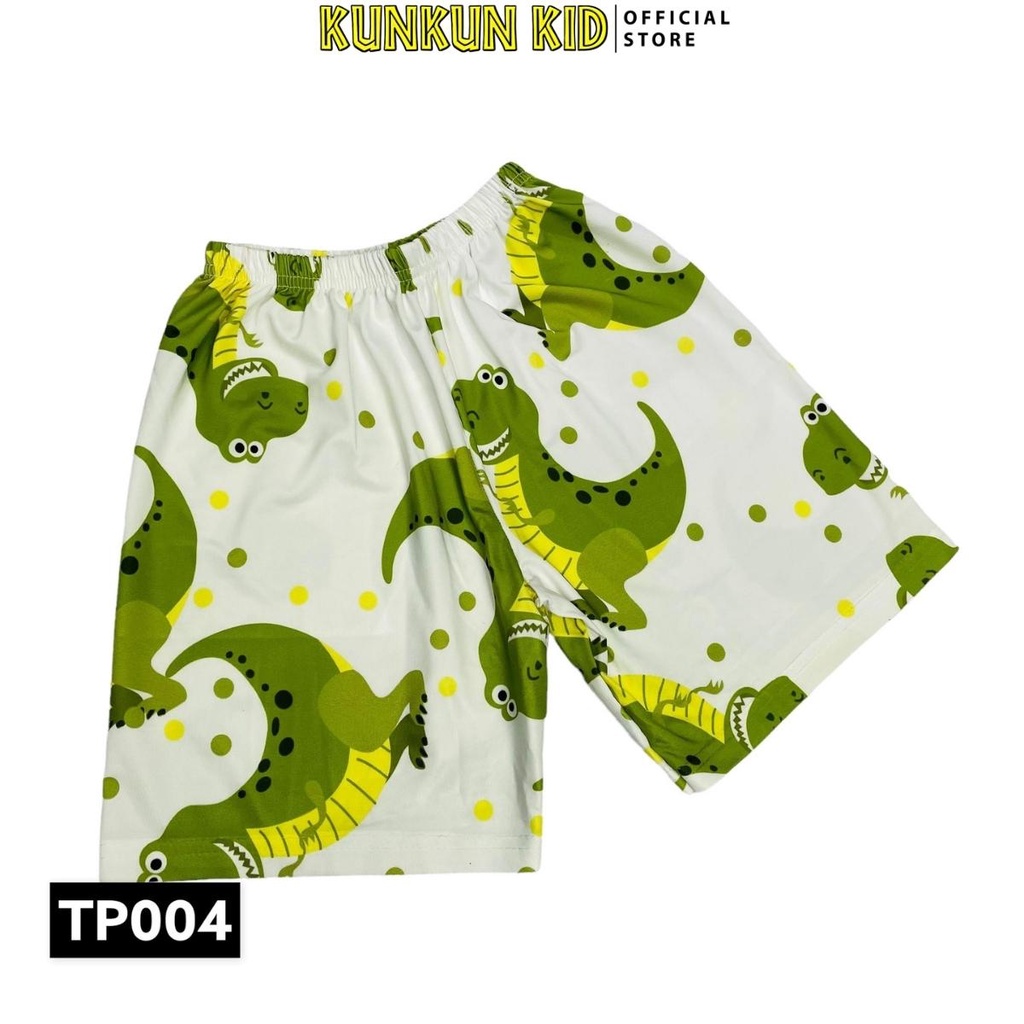 Quần áo trẻ em hình khủng long t-rex size đại từ 10-40kg Kunkun Kid TP004 - Bộ cộc tay bé trai thun lạnh thoáng mát