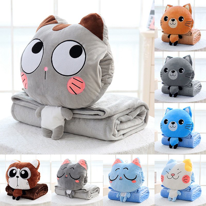 Bộ chăn gối văn phòng hình mèo dễ thương