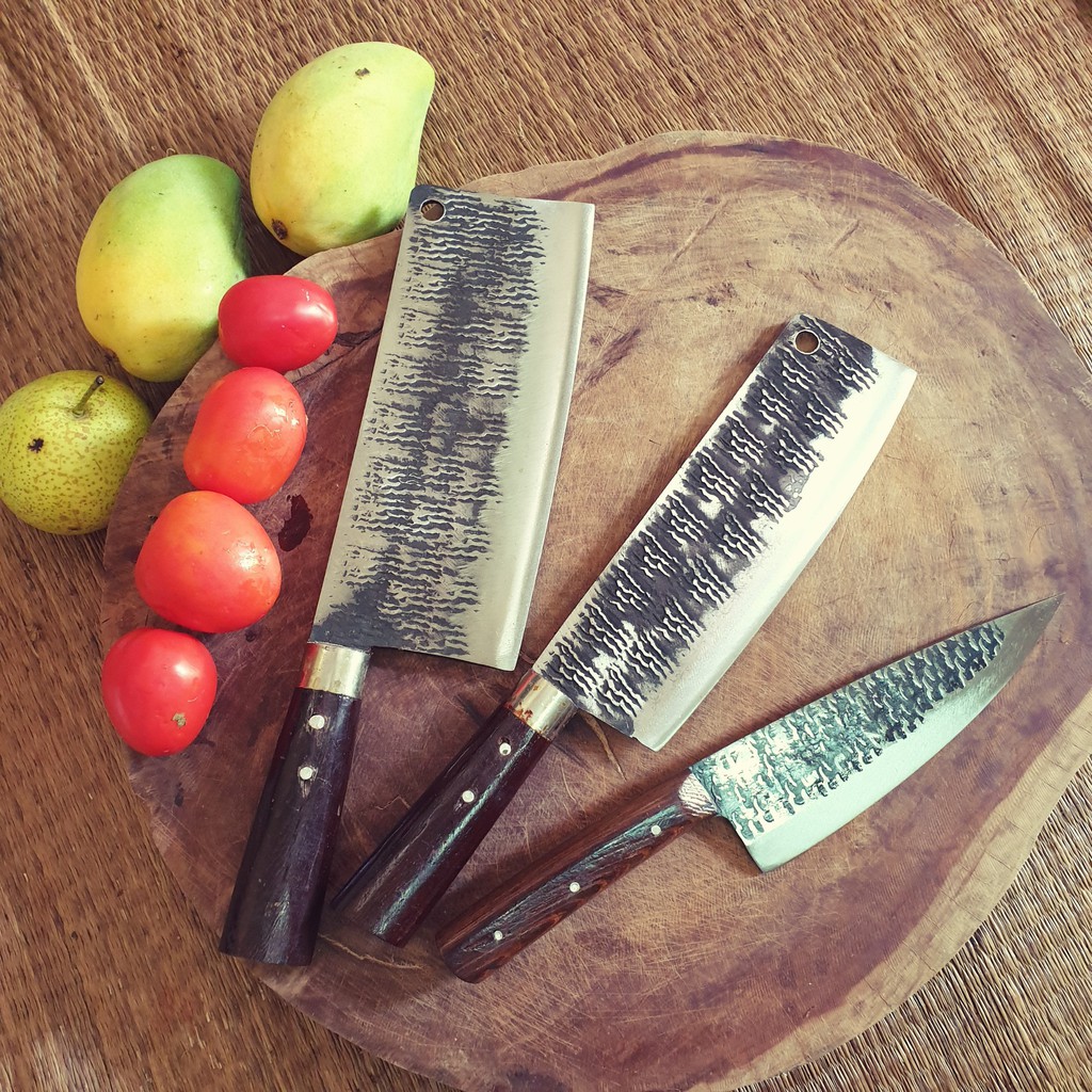 [ GIÁ SỈ ] Bộ 3 dao nhà bếp PLK 001 , rèn thủ công bằng nhíp xe ô tô, Bán sỉ không qua trung gian