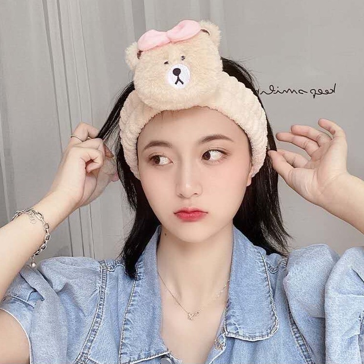 Băng Đô Rửa Mặt Cài Tóc Hình Gấu Dễ Thương Phong cách Hàn Quốc Dahabo BD07