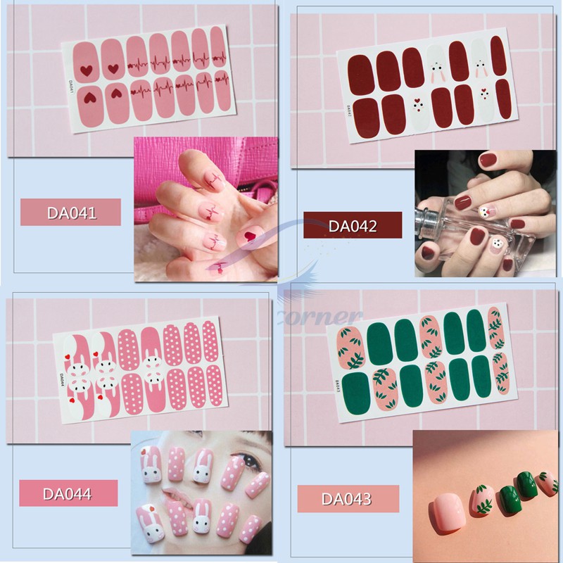 Bộ nail sticker 14 miếng dán móng tay trang trí 3D xinh xắn DA041-DA060 chống thấm nước