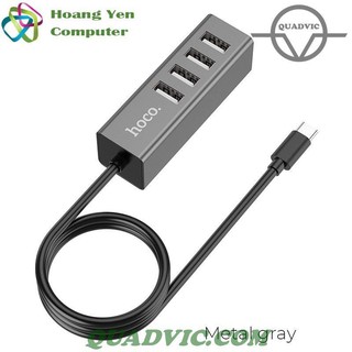 Bộ chia cổng Type C ra Hub 4 cổng USB 2.0 tương thích Windows, Mac OS, Linux, Android QUADVIC.COM
