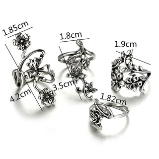 Bộ 4 nhẫn kiểu mạ bạc đầy cá tính