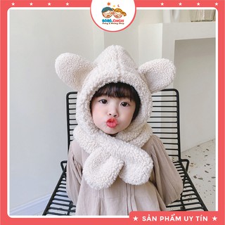 Mũ Bông Đội Đầu Kèm Khăn Quàng Cổ Cho Bé