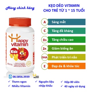 Kẹo vitamin cho bé từ 1~15 tuổi, Happy vitamin kids, bé ăn ngon, tăng chiều cao, đề kháng