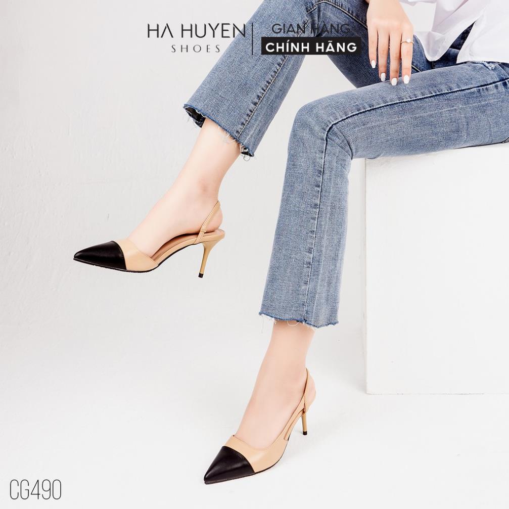 SIÊU RẺ Giày cao gót nữ Hà Huyền Shoes mũi nhọn captoe quai đan hông chân gót nhọn 8 phân - CG490 kol