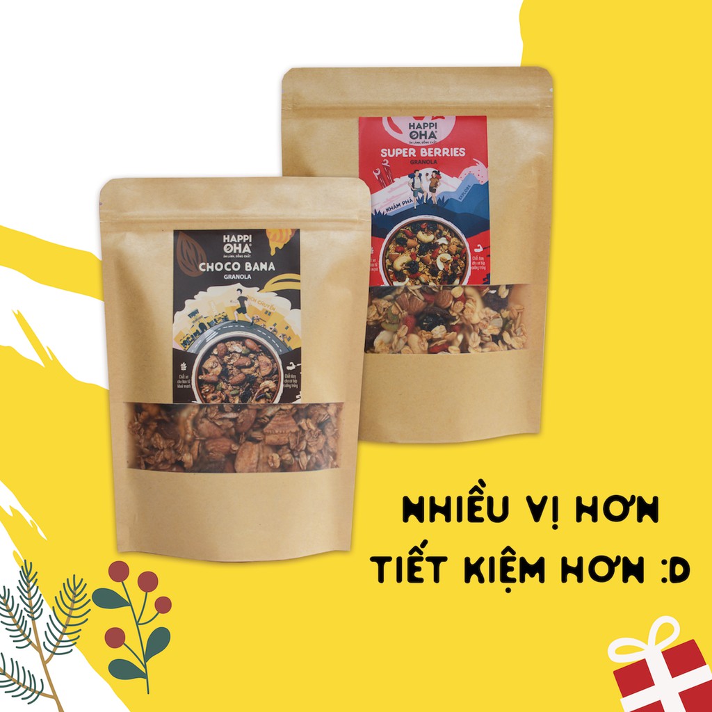 [Combo tiết kiệm]: Combo Granola 240gx2 8 vị HAPPI OHA - Ngũ Cốc Ăn Sáng/Ngũ Cốc Ăn Kiêng Hỗ Trợ Ăn Kiêng Và Giảm Cân