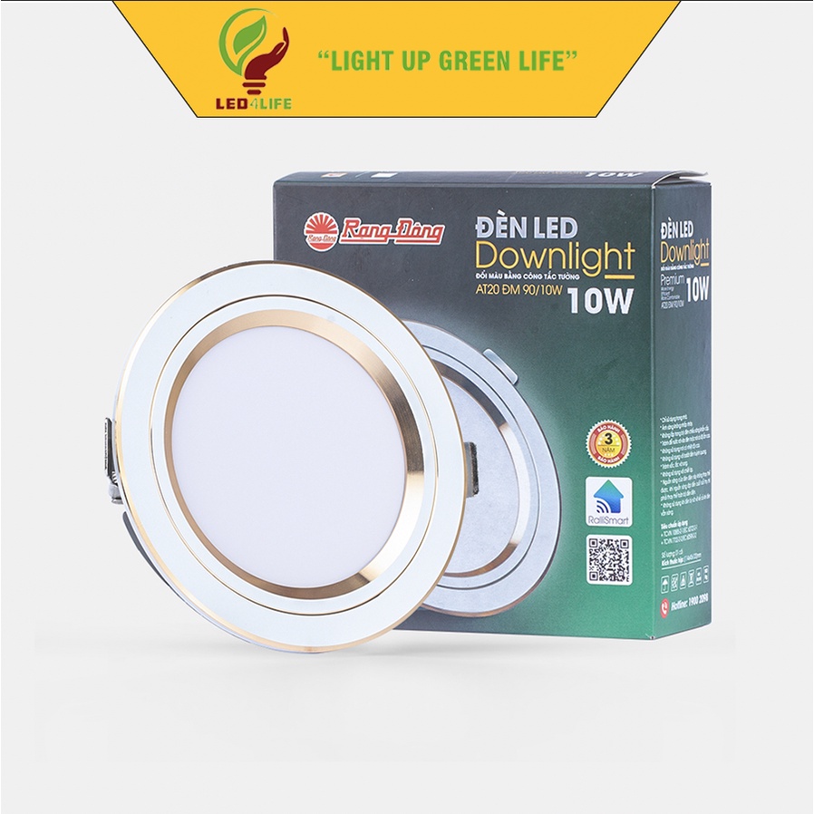 Đèn LED âm trần downlight đổi màu Rạng Đông 10W Model: AT20 ĐM 90/8W 90/10W 110/10W 110/12W