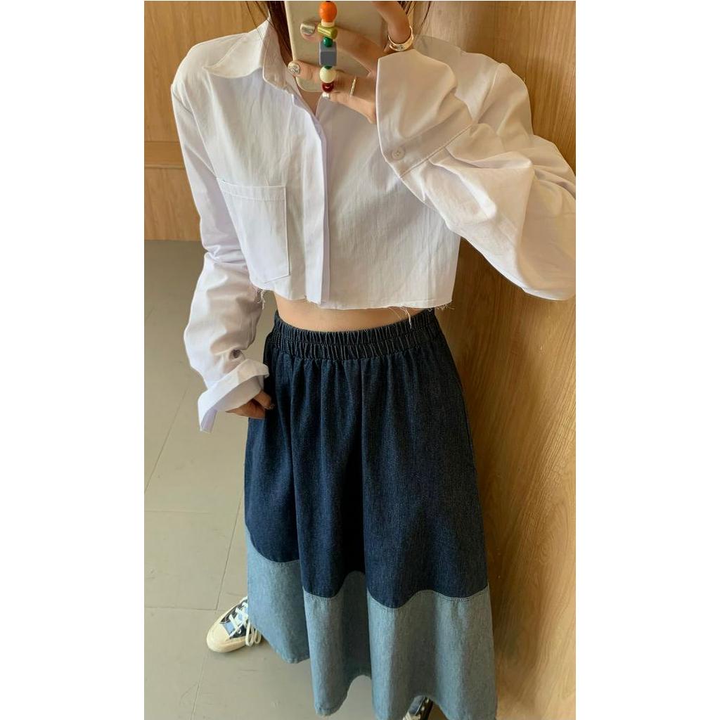 Chân váy jean Lưng Cao Thời Trang Dành Cho Nữ