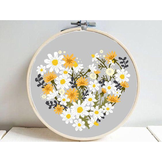 Bộ Kit nguyên liệu thêu tay thủ công DAISY HOA HƯỚNG DƯƠNG Tranh trang trí kỷ niệm quà tặng DIY Handmade Mie