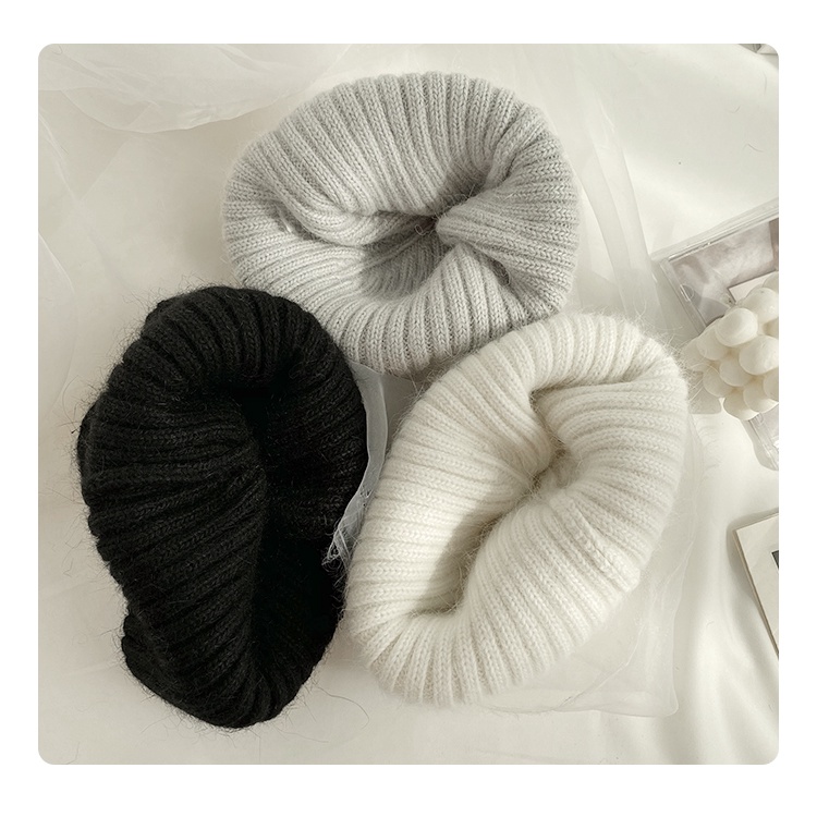 Mũ Len Lông Thỏ Màu Trắng Ấm Áp Thời Trang Mùa Đông Phong Cách Hàn Quốc Mới Dành Cho Học Sinh Cặp Đôi