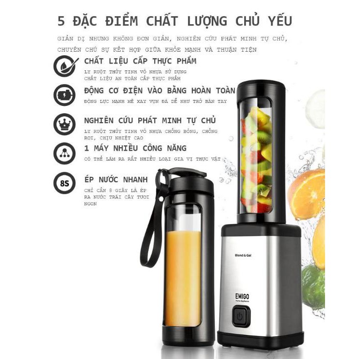 Máy xay ly ruột thủy tinh UNIJO Portal - Home and Garden