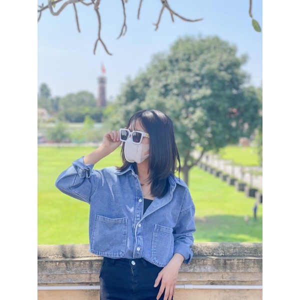 Áo jean nữ dài tay, áo sơ mi jean dài tay, áo bò nữ dài tay - A2
