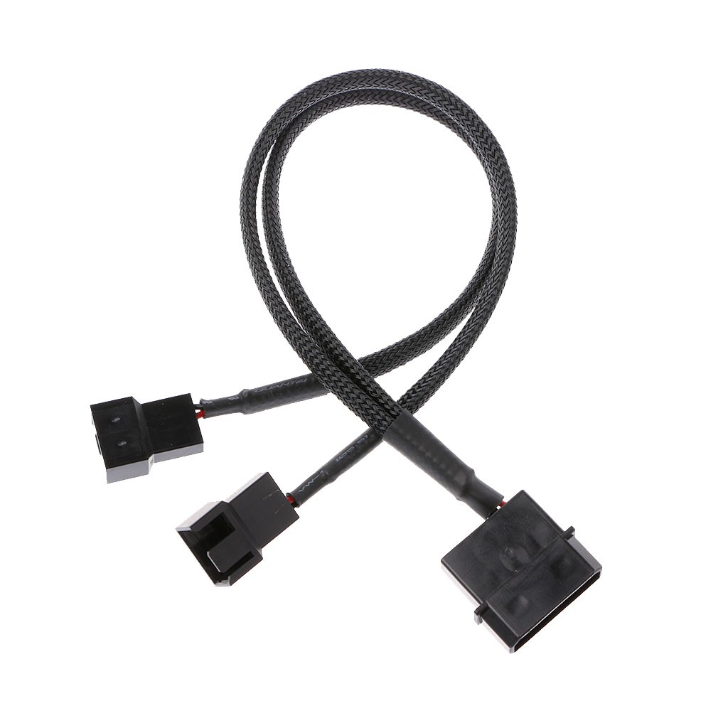 4-Pin Molex Male To 2x 3-Pin/4-Pin PWM Male Sleeved Fan Extension Adapter Cable