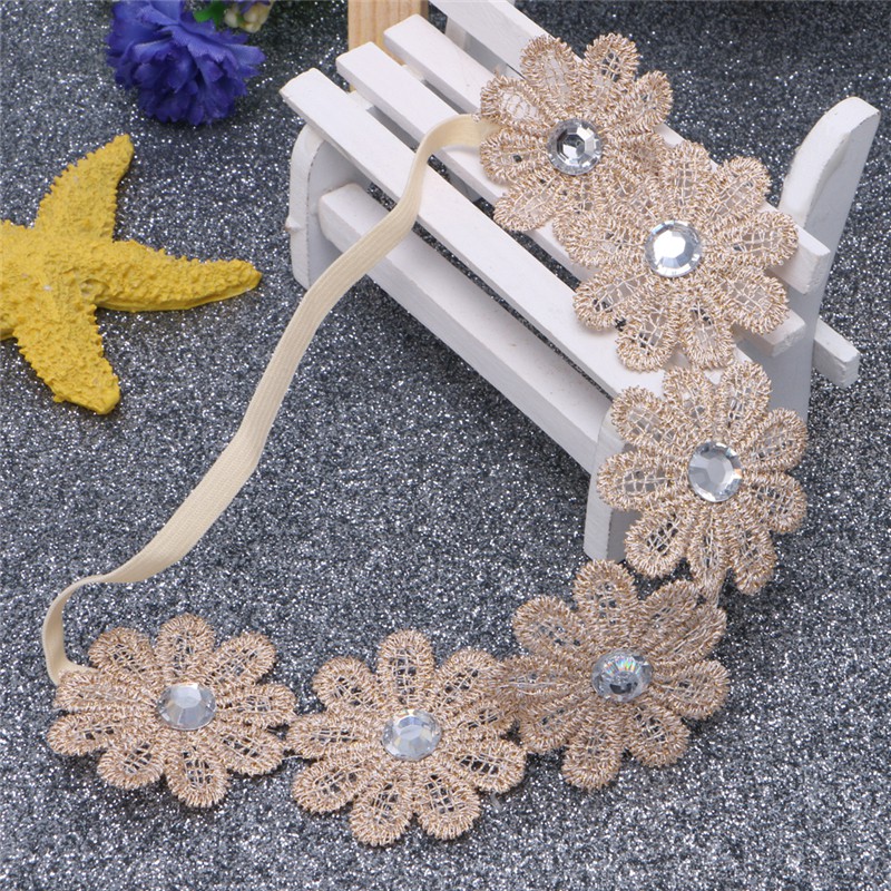 Băng đô cài tóc họa tiết hoa chất co giãn xinh xắn cho bé gái