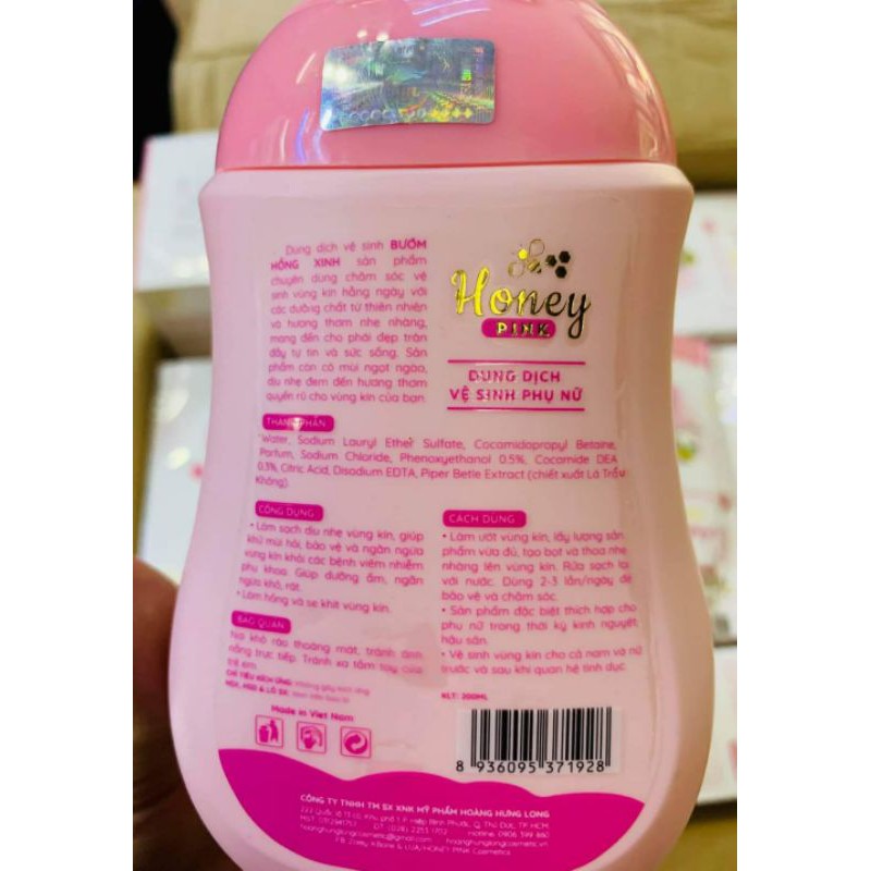 Dung Dich Vệ Sinh Honey Pink - Bướm Hồng Xinh 200ml (chính hãng)